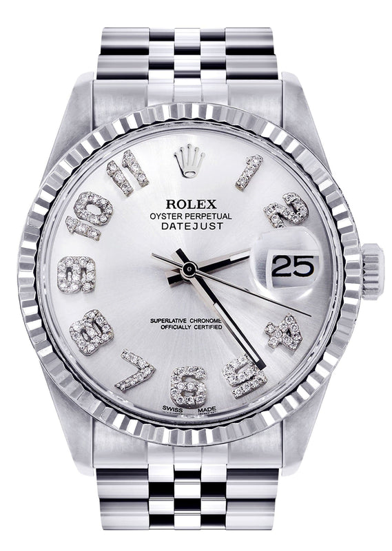Mens Rolex Datejust Watch 16200 | Fluted Bezel | 36Mm | White Dial | Jubilee Band