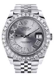 Rolex Datejust 41 Watch | 41 MM | Custom Silver Roman Diamond Dial | Jubilee Band
