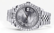 Rolex Datejust 41 Watch | 41 MM | Custom Silver Roman Diamond Dial | Jubilee Band