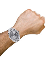 Rolex Datejust 41 Watch | 41 MM | Custom Silver Roman Diamond Dial | Jubilee Band