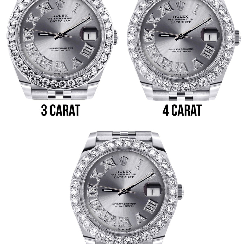 Rolex Datejust 41 Watch | 41 MM | Custom Silver Roman Diamond Dial | Jubilee Band