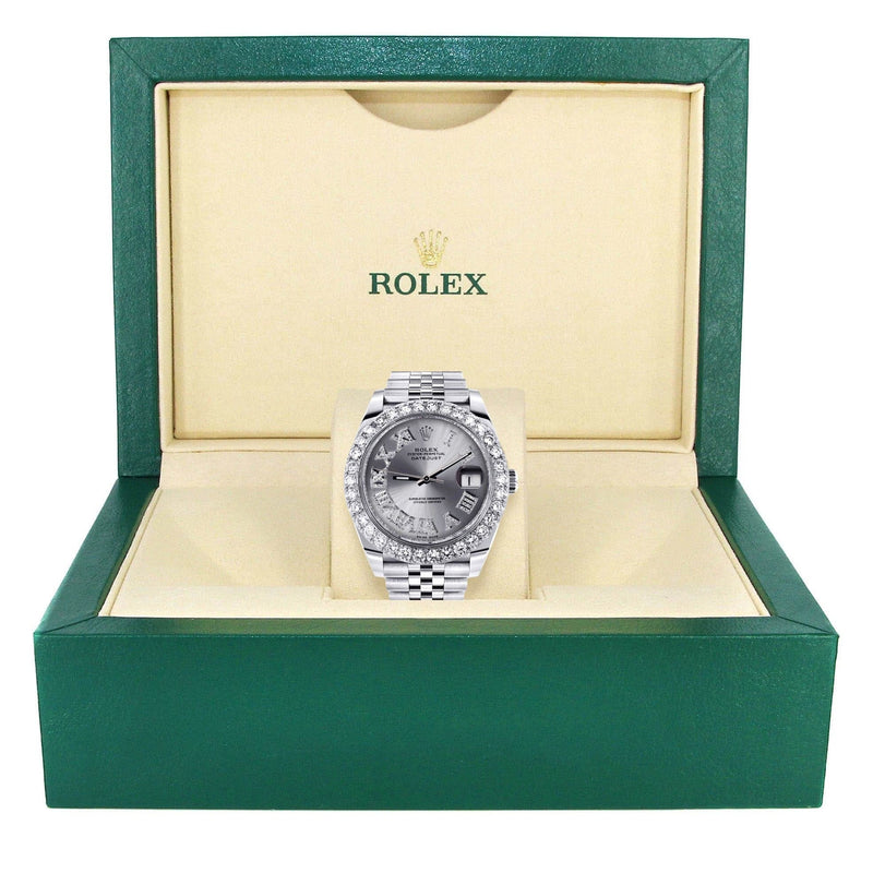 Rolex Datejust 41 Watch | 41 MM | Custom Silver Roman Diamond Dial | Jubilee Band