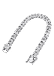 Silver White Ice Out Miami Cuban Bracelet