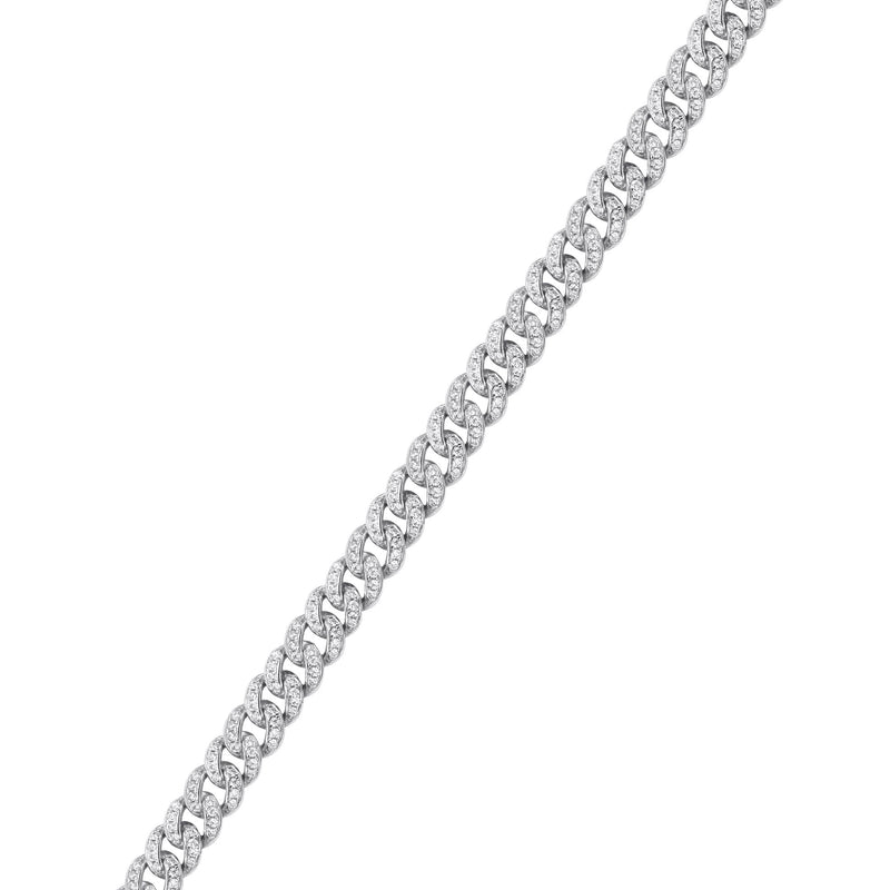 Silver White Ice Out Miami Cuban Bracelet