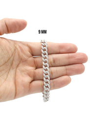 Silver White Ice Out Miami Cuban Bracelet