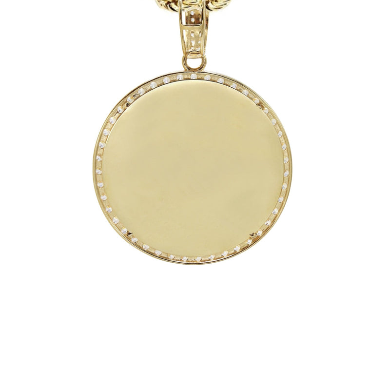 10K Yellow GoldSmall Cz Round Picture Necklace | Appx. 14.9 Grams