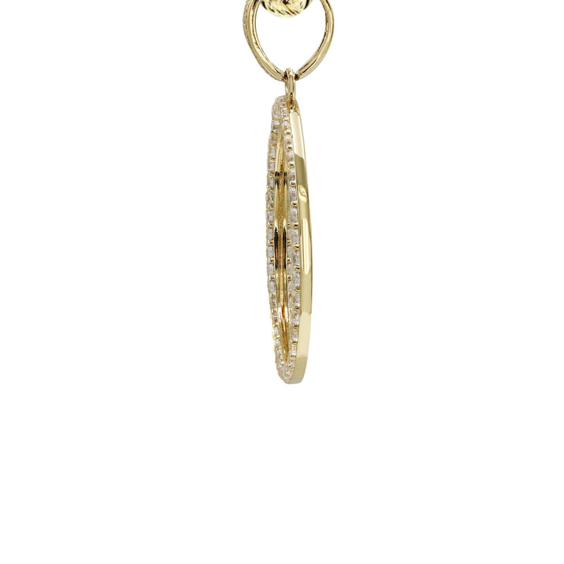 10K Yellow GoldSmall Cz Round Picture Necklace | Appx. 14.9 Grams
