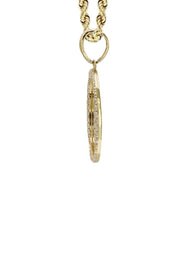 10K Yellow GoldSmall Cz Round Picture Necklace | Appx. 14.9 Grams