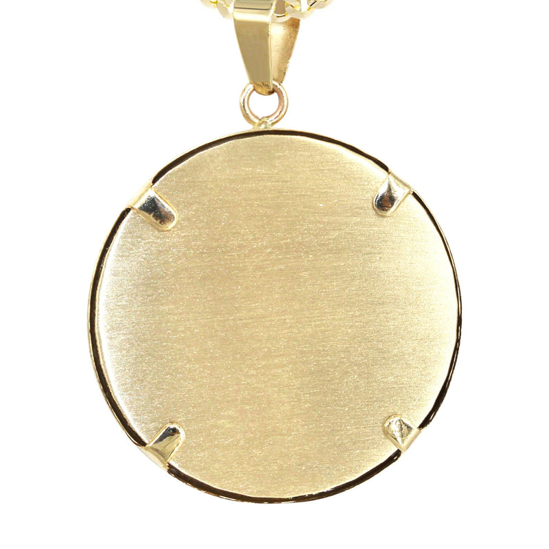 14K Yellow Gold Round Picture Pendant Necklace | Appx. 1 Inch