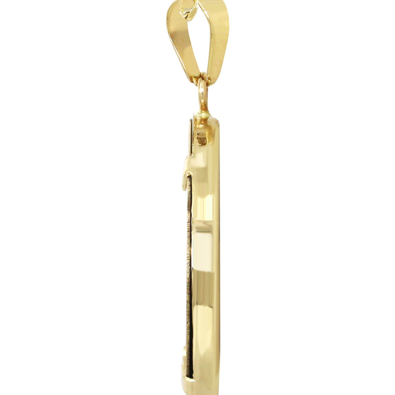 14K Yellow Gold Round Picture Pendant Necklace | Appx. 1 Inch