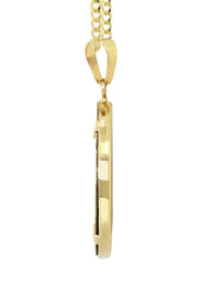 14K Yellow Gold Round Picture Pendant Necklace | Appx. 1 Inch