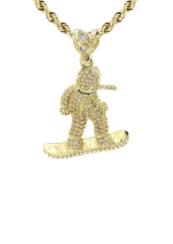 10K Yellow Gold Snowboarder Necklace | Appx. 15.9 Grams