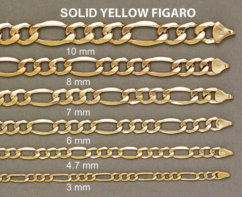 Gold Chain - Womens Solid Figaro Chain 10k Gold