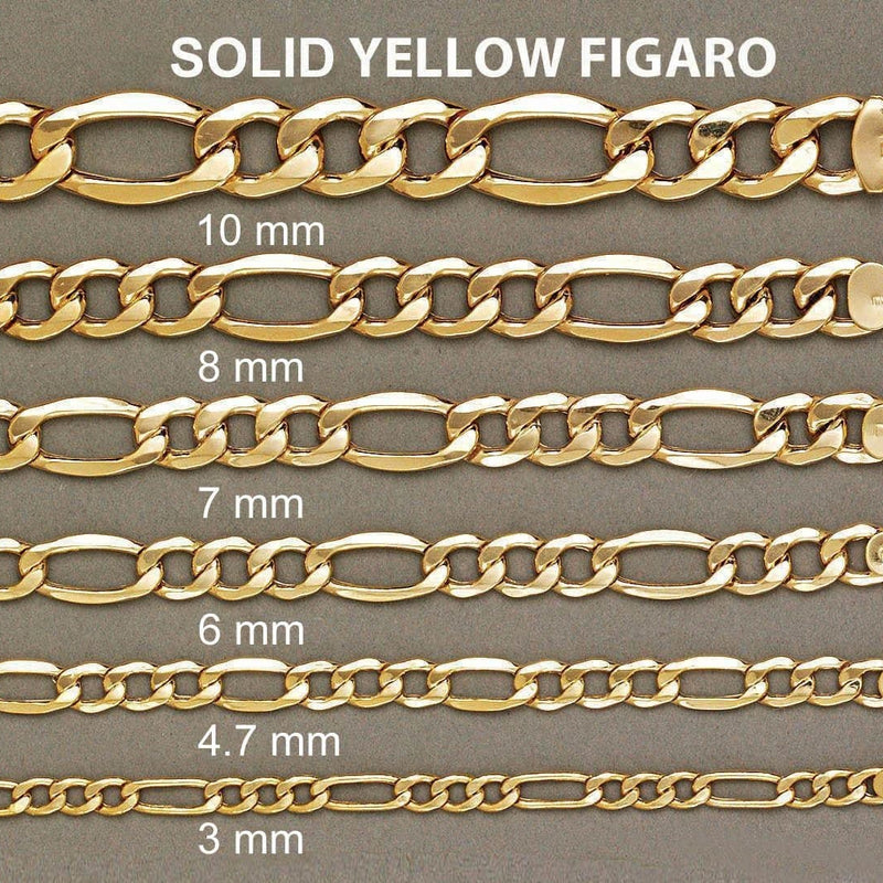 10K Gold Bracelet Solid Figaro