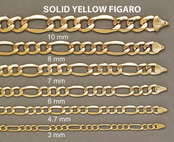 10K Gold Bracelet Solid Figaro