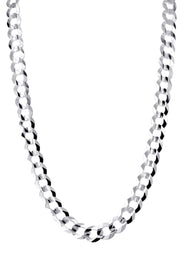 Solid Cuban Curb Link Chain 10K White Gold