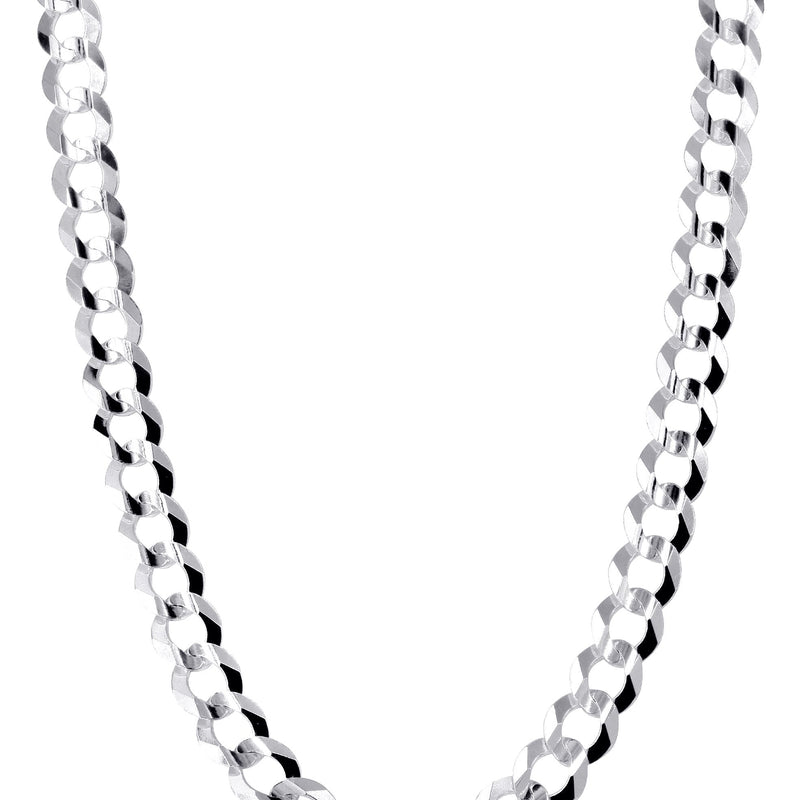 Womens White Gold Chain - Solid Cuban Link 10K/14K Gold