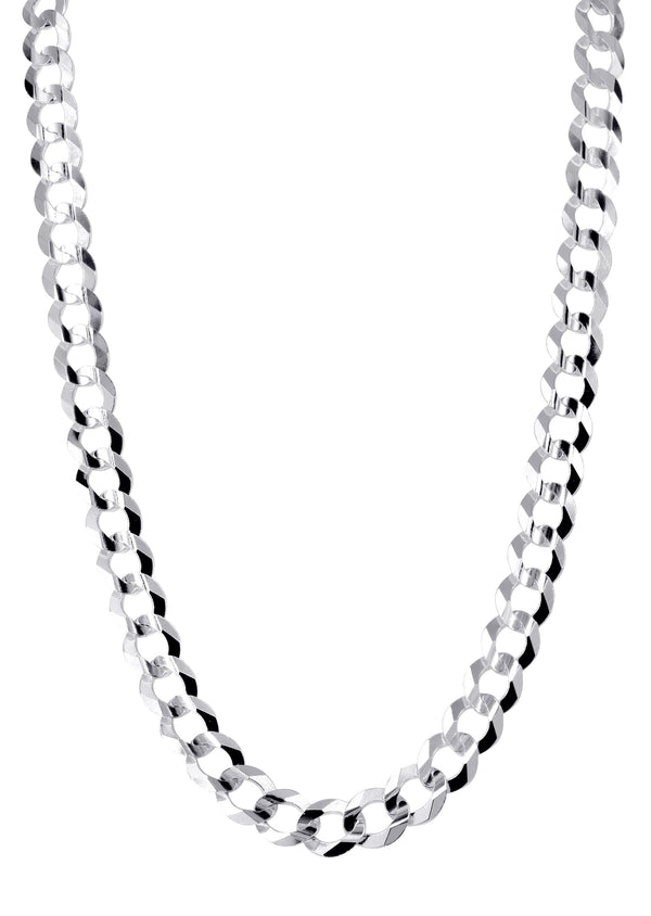 Womens White Gold Chain - Solid Cuban Link 10K Gold