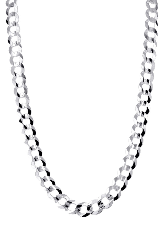 Womens White Gold Chain - Solid Cuban Link 10K Gold