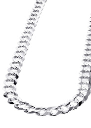 Solid Cuban Curb Link Chain 10K White Gold