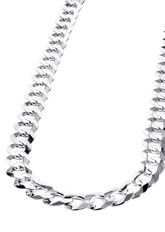 Womens White Gold Chain - Solid Cuban Link 10K/14K Gold