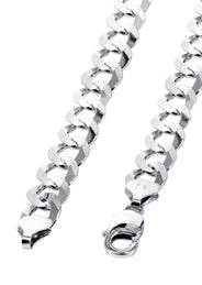Solid Cuban Curb Link Chain 10K White Gold