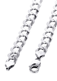 Womens White Gold Chain - Solid Cuban Link 10K/14K Gold