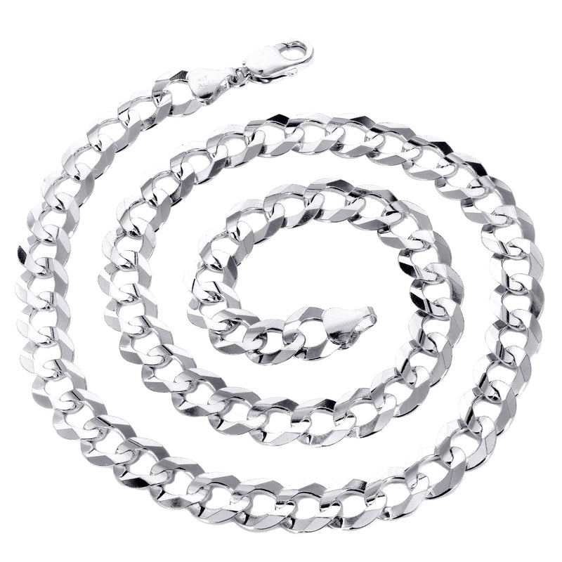 Womens White Gold Chain - Solid Cuban Link 10K Gold