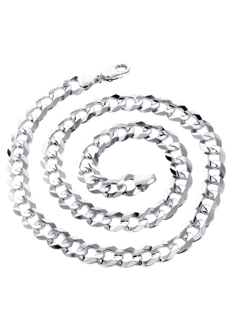 Womens White Gold Chain - Solid Cuban Link 10K Gold