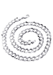 Mens White Gold Chain - Solid Cuban Curb Link 10K/14K Gold