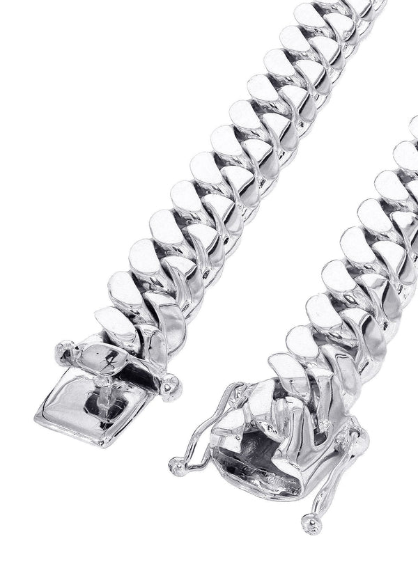 Womens White Gold Chain - Solid Miami Cuban Link 10K/14K Gold