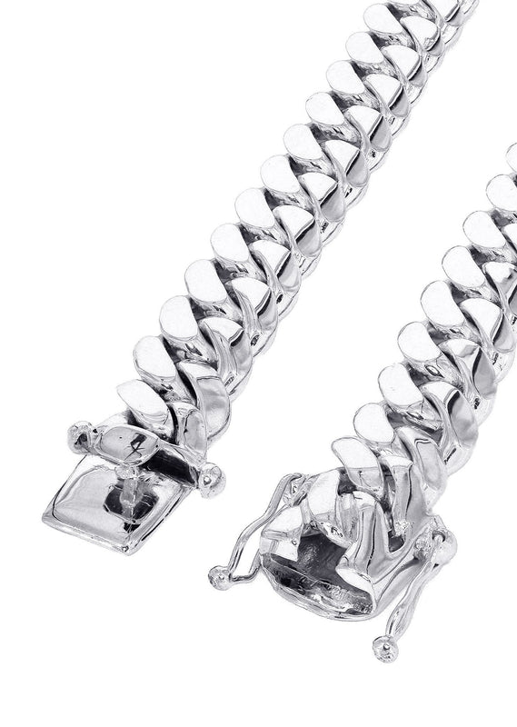 Womens White Gold Chain - Solid Miami Cuban Link 10K/14K Gold