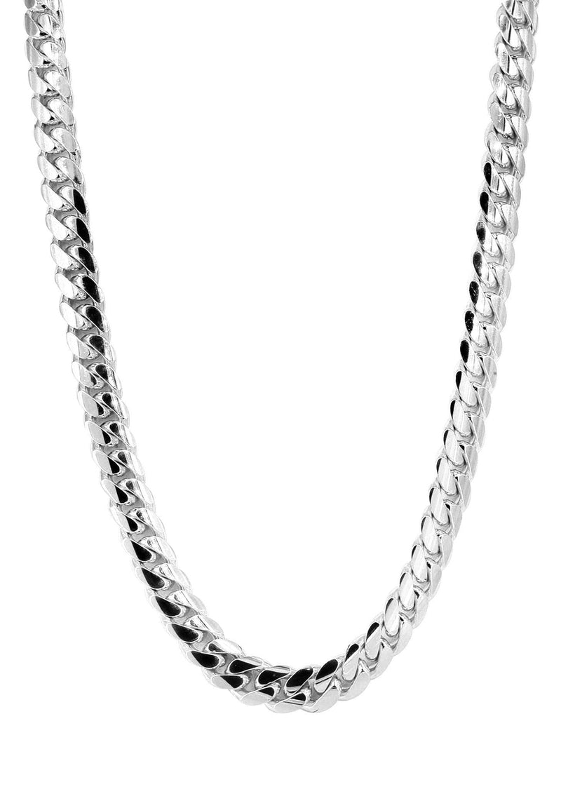 Mens White Gold Chain - Solid Miami Cuban Link 10K/14K Gold