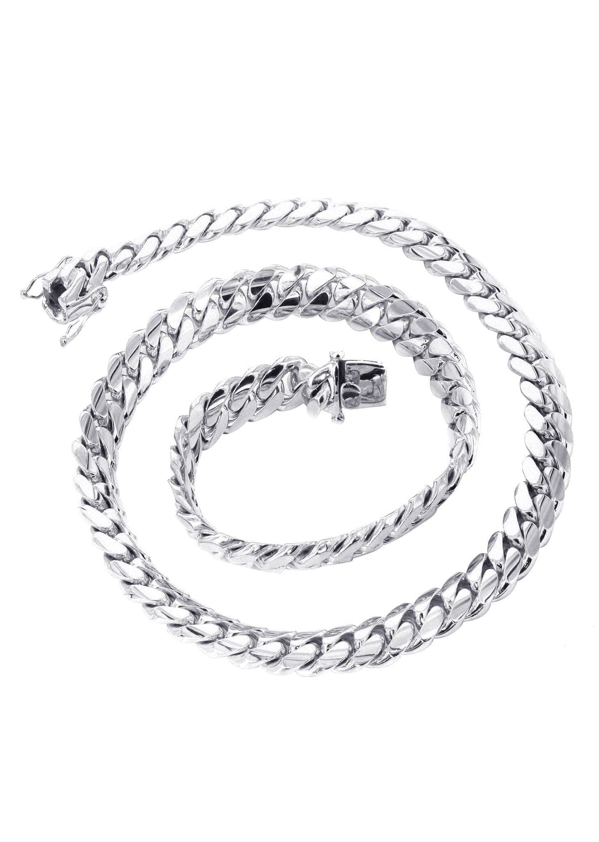 Mens White Gold Chain - Solid Miami Cuban Link 10K/14K Gold