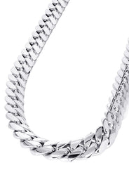 Womens White Gold Chain - Solid Miami Cuban Link 10K/14K Gold