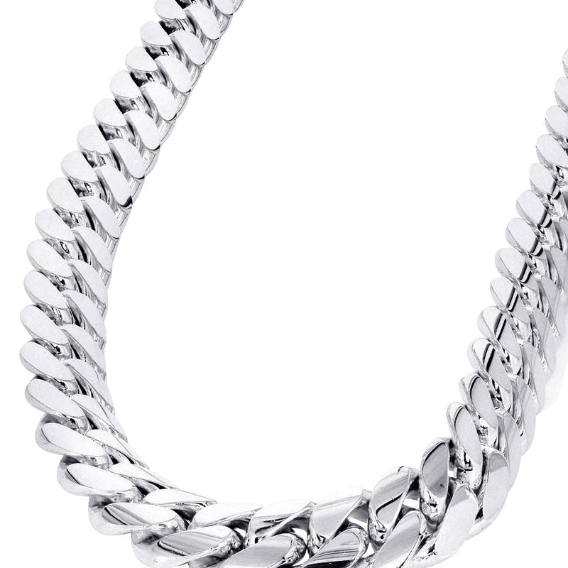Womens White Gold Chain - Solid Miami Cuban Link 10K Gold