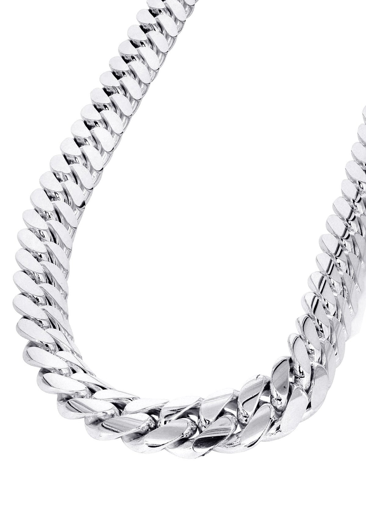 Womens White Gold Chain - Solid Miami Cuban Link 10K Gold