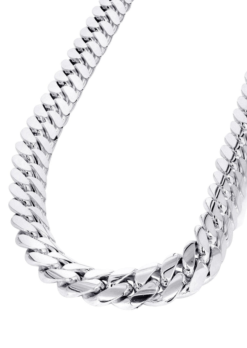 Womens White Gold Chain - Solid Miami Cuban Link 10K Gold