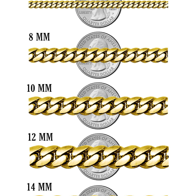 White Gold Plated Mens Solid Miami Cuban Link Chain