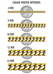 White Gold Plated Mens Solid Miami Cuban Link Chain