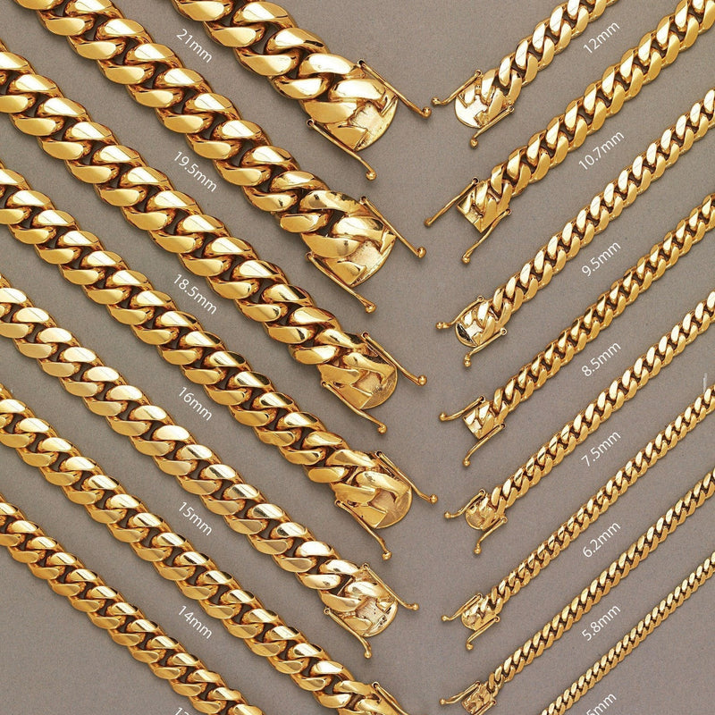 Solid Womens Miami Cuban Link Bracelet 10K/14K Yellow Gold