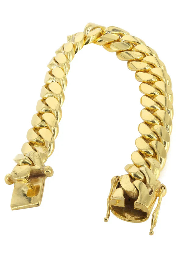 Solid Miami Cuban Link Bracelet 10K/14K - Yellow Gold