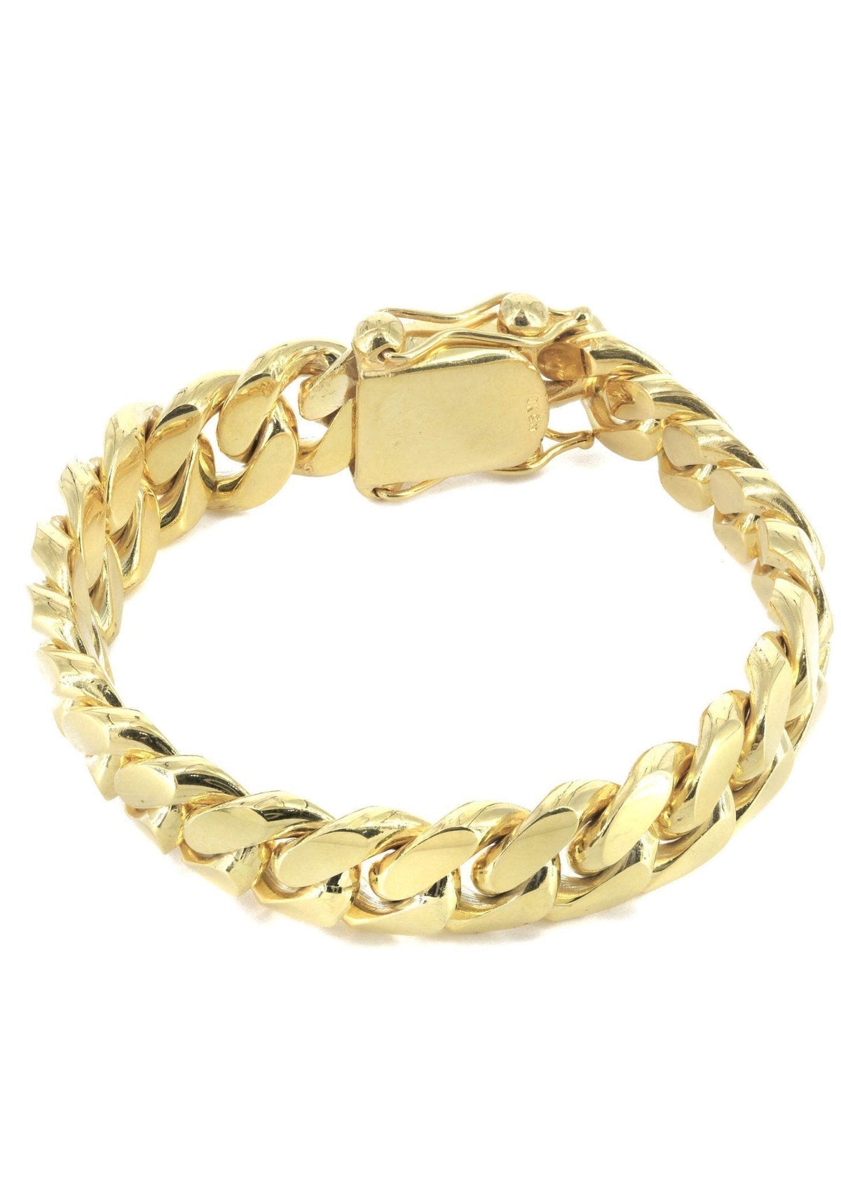 Solid Womens Miami Cuban Link Bracelet 10K/14K Yellow Gold