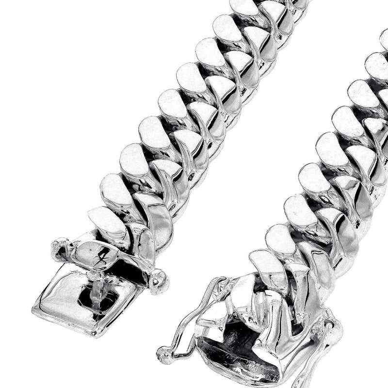 Solid Miami Cuban Link Chain 14K White Gold