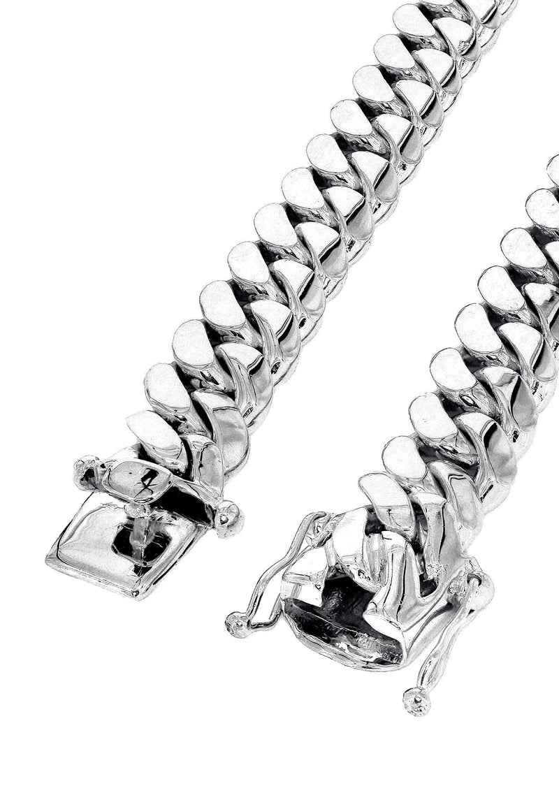 Solid Miami Cuban Link Chain 14K White Gold