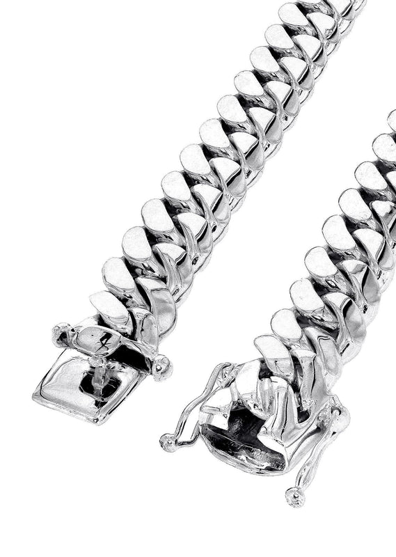 Solid Miami Cuban Link Chain 14K White Gold