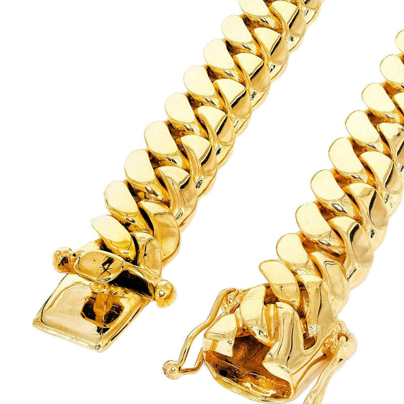 Womens 14K Gold Chain - Solid Miami Cuban Link Chain 14K Gold