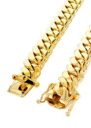 Womens 14K Gold Chain - Solid Miami Cuban Link Chain 14K Gold