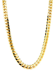 Womens 14K Gold Chain - Solid Miami Cuban Link Chain 14K Gold