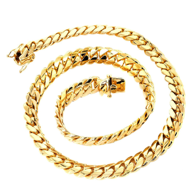 14K Gold Chain - Solid Miami Cuban Link Chain 14K Gold